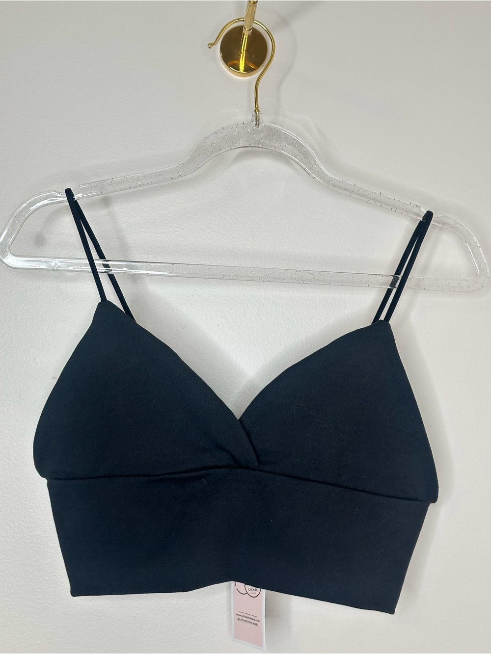 Lychee The Label Black Strappy Crop Top Bralette Size M NWT